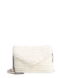 White Quilted Fur Crossbody Bag