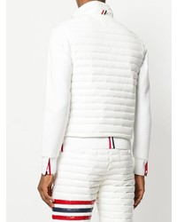 Thom Browne 4 Bar Stripe Downfill Quilted Funnel Neck Vest In Satin Finish Tech