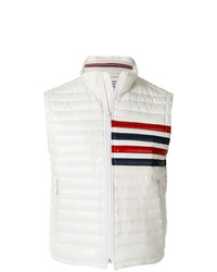 Thom Browne 4 Bar Stripe Downfill Quilted Funnel Neck Vest In Satin Finish Tech