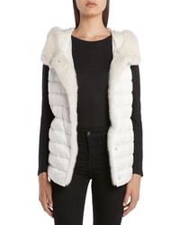 Moncler Beurre Lightweight Down Puffer Vest With Genuine Mink