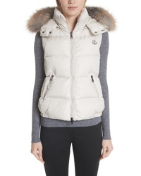 Moncler Gallinule Quilted Down Vest With Detachable Genuine Fox Hood