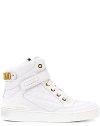 White Quilted High Top Sneakers