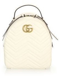 White Quilted Leather Backpack