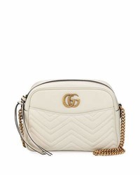 Gucci Gg Marmont 20 Medium Quilted Camera Bag White