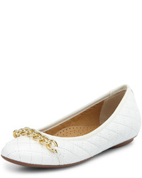 Neiman Marcus Shandra Quilted Ballet Flat White