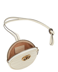 Gucci White Round Gg Marmont 20 Coin Pouch
