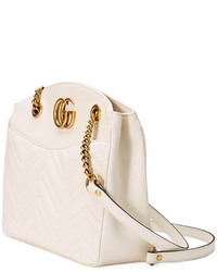 Gucci Gg Marmont 20 Medium Quilted Shoulder Bag White