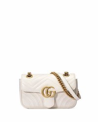 Gucci Gg Marmont Small Quilted Crossbody Bag White