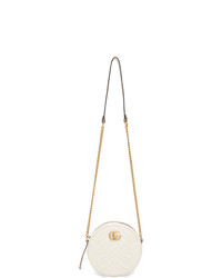 Gucci White Mini Gg Marmont Round Bag