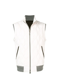 White Quilted Leather Gilet