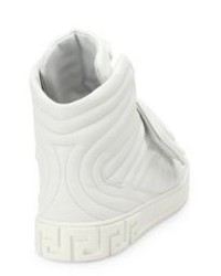 Versace Eros Leather Quilted Greek Key High Top Sneakers