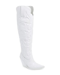 White Quilted Leather Over The Knee Boots