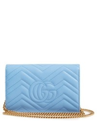 Gucci Gg Marmont 20 Matelasse Leather Wallet On A Chain