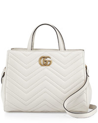 Gucci Gg Marmont Small Matelass Top Handle Bag White
