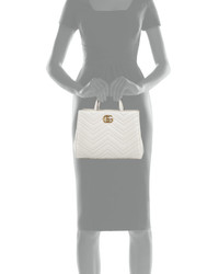 Gucci Gg Marmont Small Matelass Top Handle Bag White