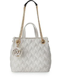White Quilted Leather Tote Bag