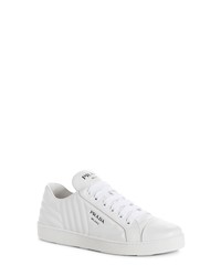 White Quilted Low Top Sneakers