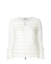 White Quilted Zip Sweater