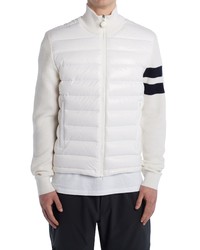 Moncler Quilted Down Front Wool Cardigan