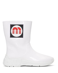 Miu Miu White Patent Logo Rain Boots