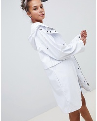 ASOS DESIGN Blocked Raincoat In White