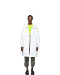 Helmut Lang White Recycled Hooded Rain Coat