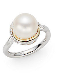 Mastoloni 10 105 Cultured Pearl Diamond Two Tone Knot Ring