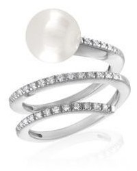 Majorica 10mm White Organic Pearl Crystal Spiral Ring