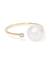 Mizuki 14 Karat Gold Pearl And Diamond Ring