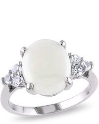 Ice.com 3 Carat Opal And Created White Sapphire Sterling Silver Ring