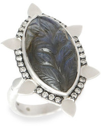 Coomi Affinity Ring With Carved Labradorite And Diamonds