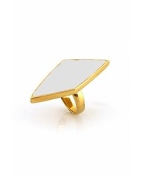 Belle Noel by Kim Kardashian Belle Noel Asymmetrical Diamond Shaped Ring In White Enamel
