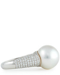 Belpearl Avenue Ring With White Pearl Pave Diamonds