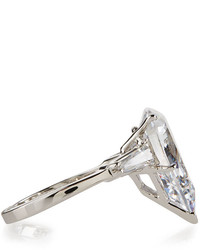 FANTASIA By Deserio Pear Cut Crystal Ring W Tapered Baguettes