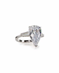 FANTASIA By Deserio Pear Cut Crystal Ring W Tapered Baguettes