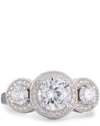 FANTASIA By Deserio Triple Round Cz Crystal Halo Ring Clear