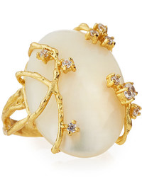 Indulgems Celeste Golden Shell Pearl Crystal Vine Ring