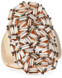 Suzanne Kalan Champagne Diamond Baguette Cluster Statet Ring In 18k Rose Gold Size 65