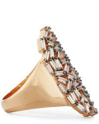 Suzanne Kalan Champagne Diamond Baguette Cluster Statet Ring In 18k Rose Gold Size 65