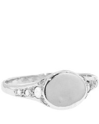 Elisa Solomon Signet Ring With Rose Cut Diamonds White Gold