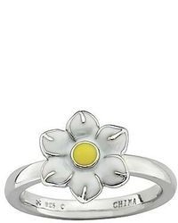 jcpenney Fine Jewelry Personally Stackable Sterling Silver White Enamel Narcissus Ring