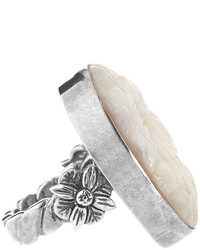 Stephen Dweck Floral Carved Mother Of Pearl Oval Ring