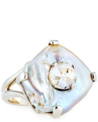 Stephen Dweck Free Form Freshwater Pearl Crystal Ring