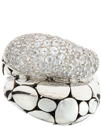 John Hardy Kali Arus Pebble Cocktail Ring With White Sapphires Size 7