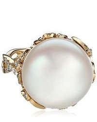 Katie Decker Ivy 18k Diamond And South Sea Pearl Ring Size 7