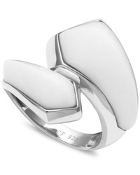 Macy's Sterling Silver Ring White Agate Crossover Ring