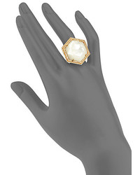 Mother of Pearl Mija Mother Of Pearl White Sapphire Hexagon Cocktail Ring
