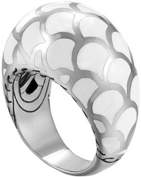 John Hardy Naga Silver Enamel Dome Ring With White Enamel Size 7