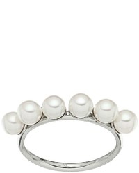 Majorica Round Pearls On Rhodium Plated Ring Ring