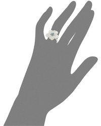 Mother of Pearl Sterling Silver Ring White And Blue Topaz Flower Ring